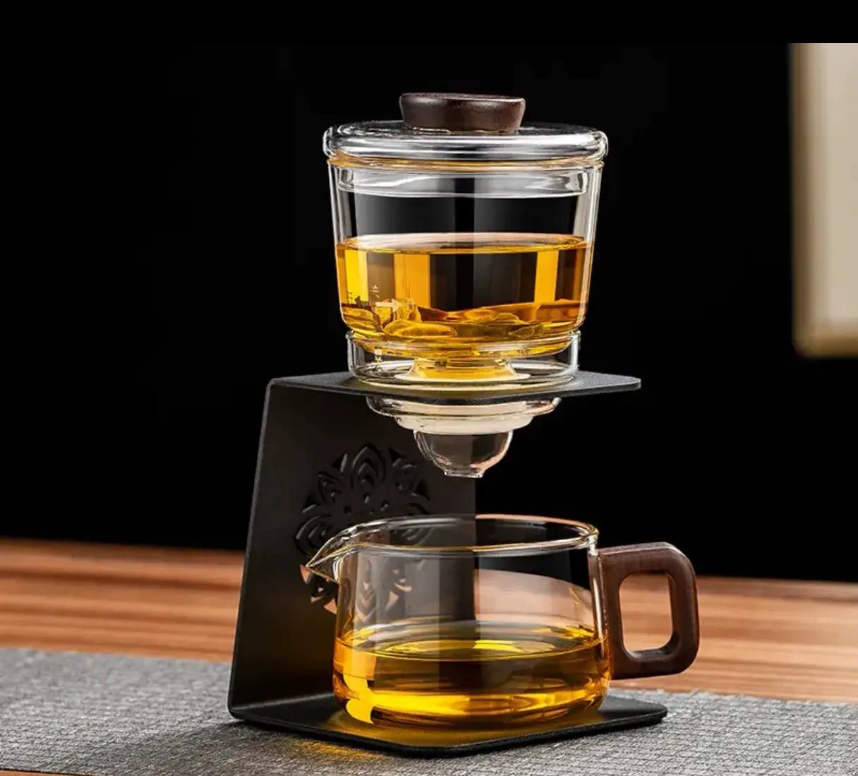 Чайная станция из боросиликатного стекла с поворотным сливом